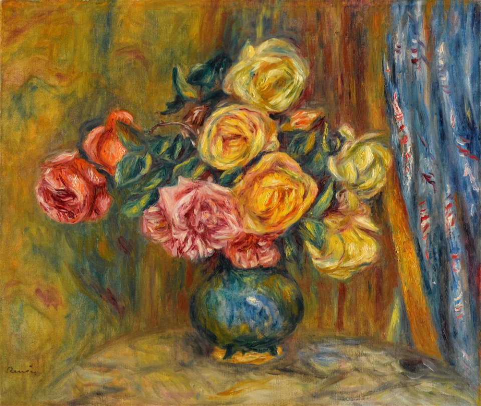 Renoir - LES ROSES AU RIDEAU BLEU, 1912