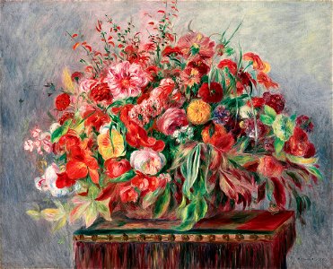 Renoir - Corbeille de fleurs, 1890. Free illustration for personal and commercial use.
