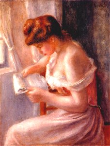 Renoir - a-girl-reading-1891.jpg!PinterestLarge. Free illustration for personal and commercial use.