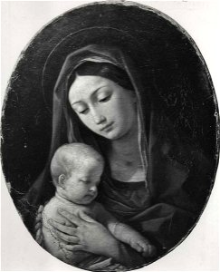 Reni - Madonna con Bambino dormiente, Chiesa di S. Bartolomeo. Free illustration for personal and commercial use.