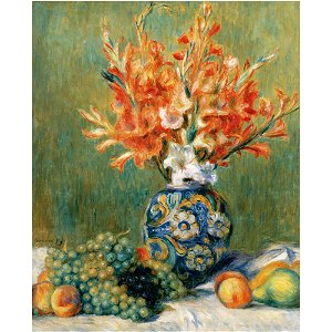 Renoir - NATURE MORTE, FLEURS ET FRUITS, 1889. Free illustration for personal and commercial use.