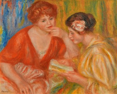 Renoir - LA LECTURE, DEUX FEMMES AUX CORSAGES ROUGE ET ROSE, 1918