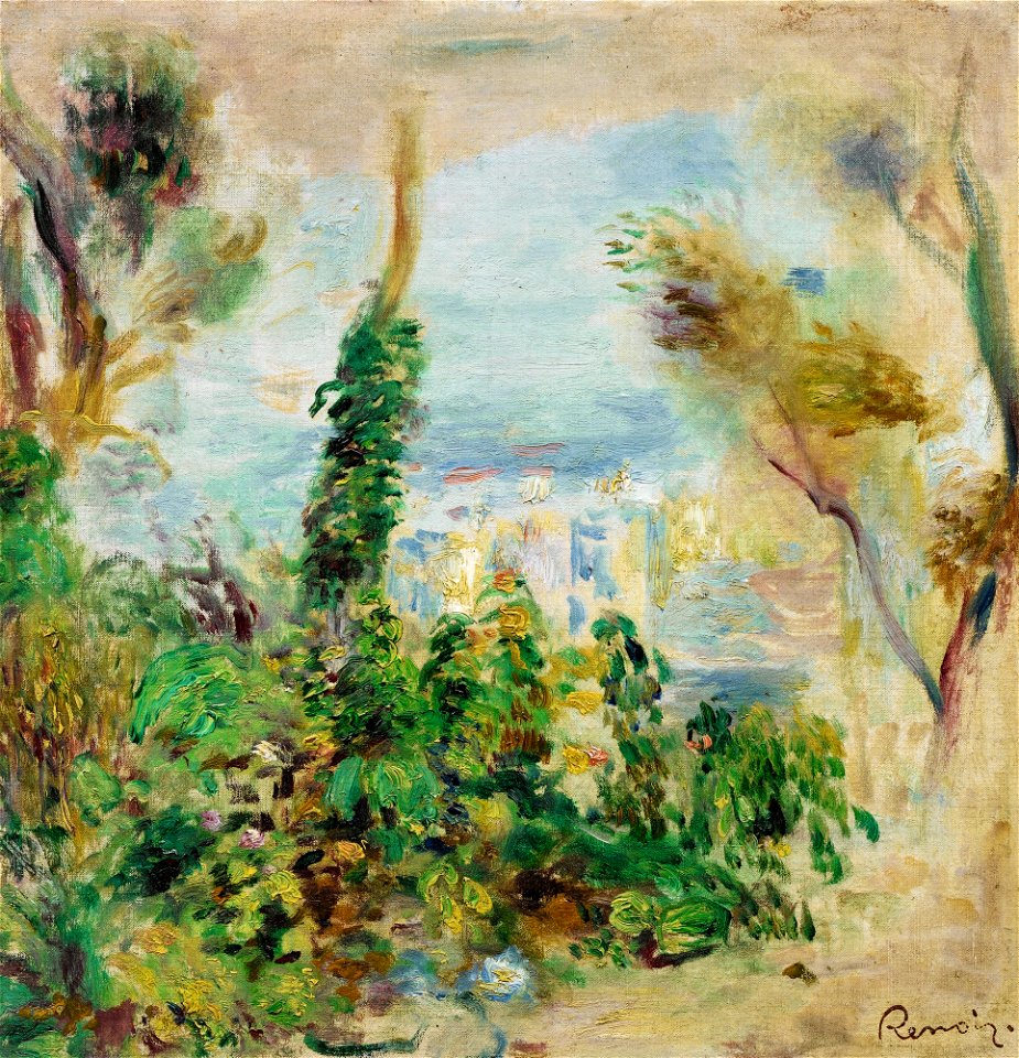 Renoir - PAYSAGE, FLEURS GRIMPANTES ET MAISONS, 1900