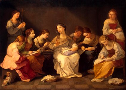 Guido Reni - Education of the Virgin (1640s). Free illustration for personal and commercial use.