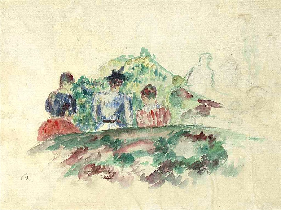 Renoir - Esquisse de personnages dans un paysage, circa 1900