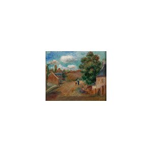Renoir - PAYSAGE, ENTRÉE DE VILLAGE AVEC FEMME ET ENFANT, circa 1904-08