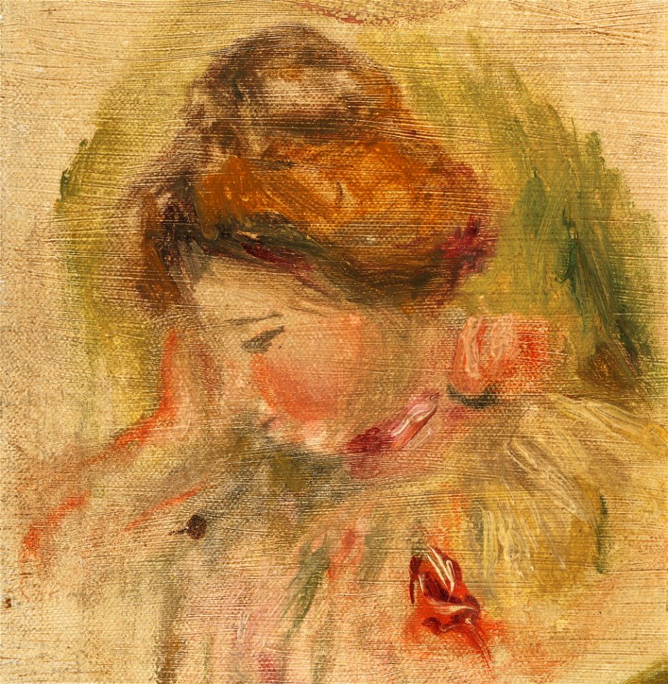 Renoir - PETITE TÊTE AU CORSAGE JAUNE OU TÊTE DE FEMME, circa 1895