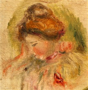 Renoir - PETITE TÊTE AU CORSAGE JAUNE OU TÊTE DE FEMME, circa 1895
