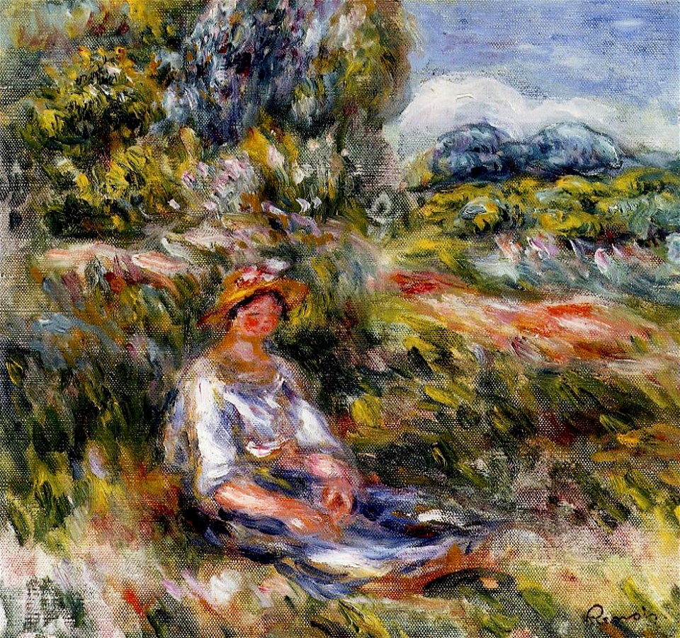 Renoir - young-girl-seated-in-a-meadow-1916.jpg!PinterestLarge