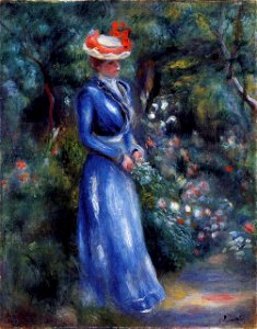 Renoir - woman-in-a-blue-dress-standing-in-the-garden-of-saint-cloud-1899.jpg!PinterestLarge