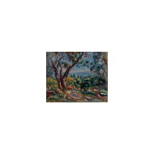Renoir - PAYSAGE À CAGNES AVEC FEMME ET ENFANT, 1910