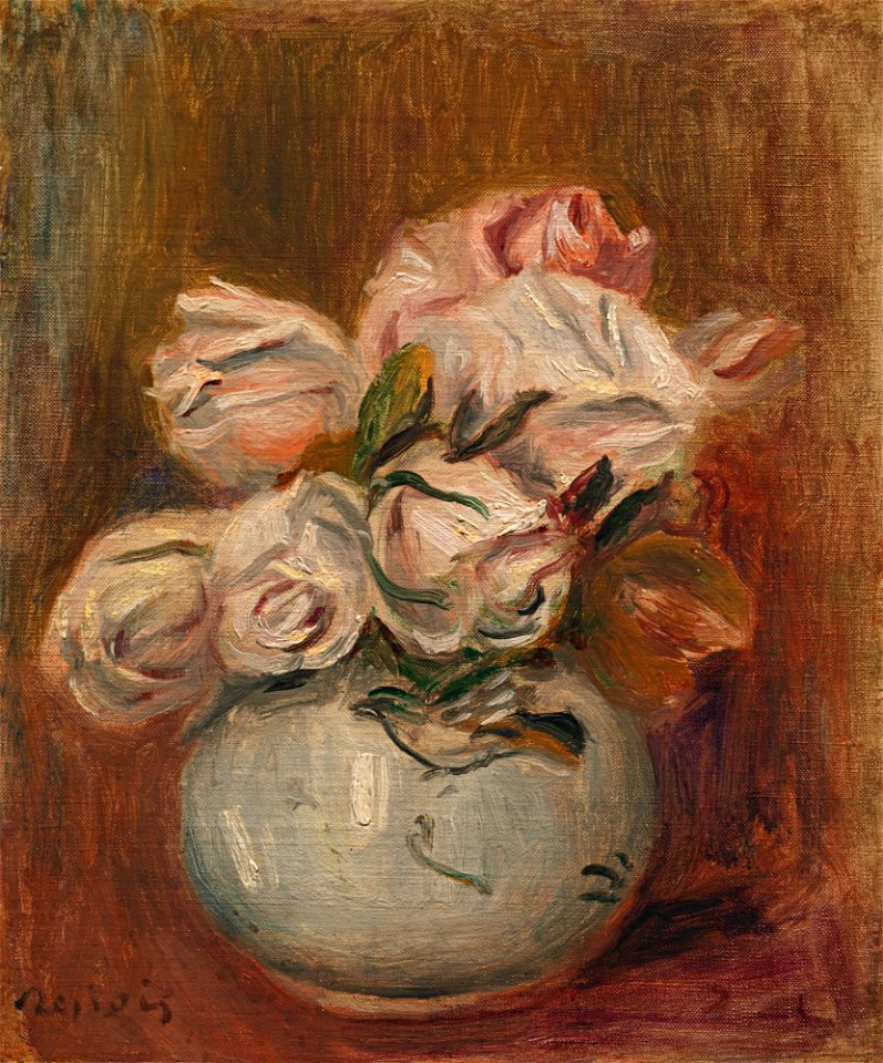 Renoir - ROSES BLANCHES DANS UN VASE