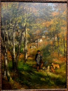 The Painter Le Coeur Hunting in the Fontainebleau Forest, by Pierre-Auguste Renoir, 1866, oil on canvas - Museu de Arte de São Paulo - DSC07256. Free illustration for personal and commercial use.