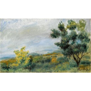 Renoir - PAYSAGE, ARBRES AU PREMIER PLAN ET FOND DE MER, 1900