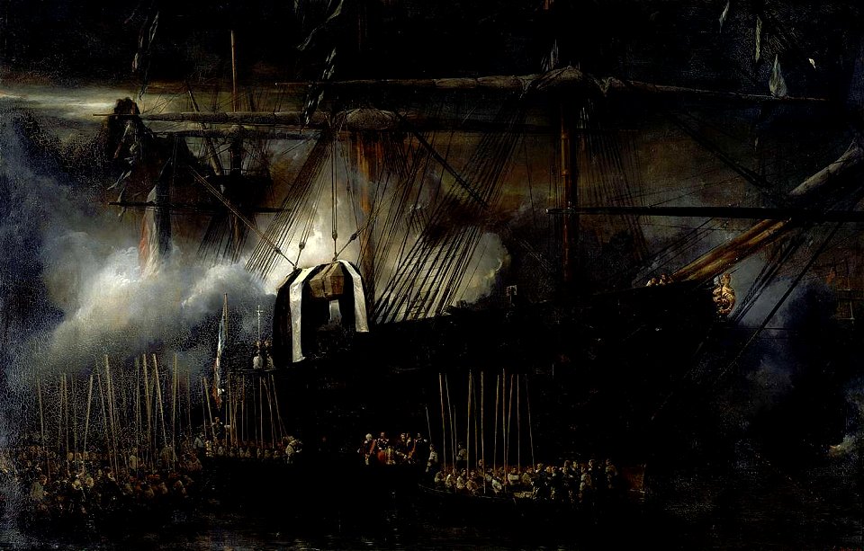 Repatriación de las cenizas de Napoleón a bordo de la Belle Poule, por Eugène Isabey