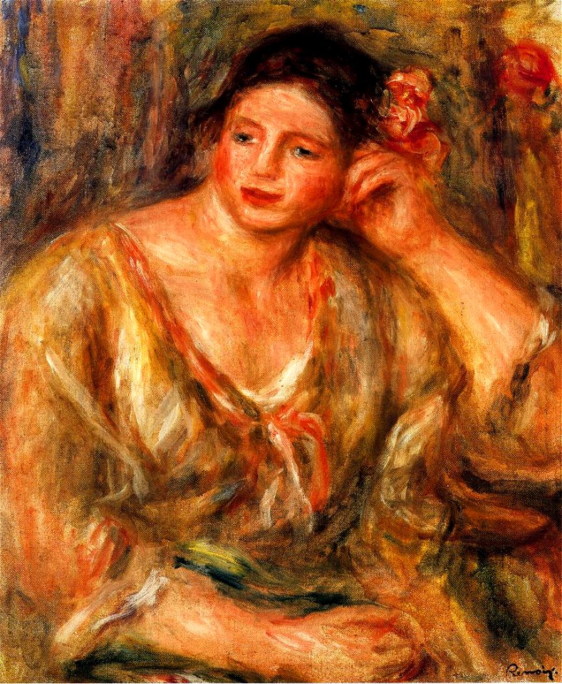 Renoir - madeleine-leaning-on-her-elbow-with-flowers-in-her-hair-1918.jpg!PinterestLarge
