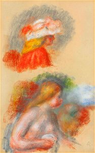 Renoir - Nu en buste et étude de tête, circa 1900