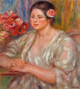 Renoir - Madeleine au corsage blanc et bouquet de fleurs, circa 1915-1919