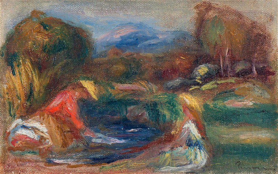 Renoir - Paysage avec personnages, les lavandières, circa 1910