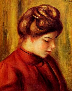 Renoir - profile-of-a-woman-in-a-red-blouse-1897.jpg!PinterestLarge. Free illustration for personal and commercial use.