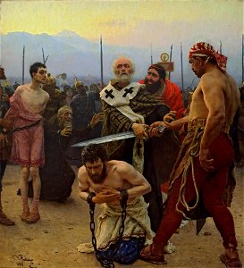 Repin Saint Nicholas of Myra saves three innocents from death 1888 grm