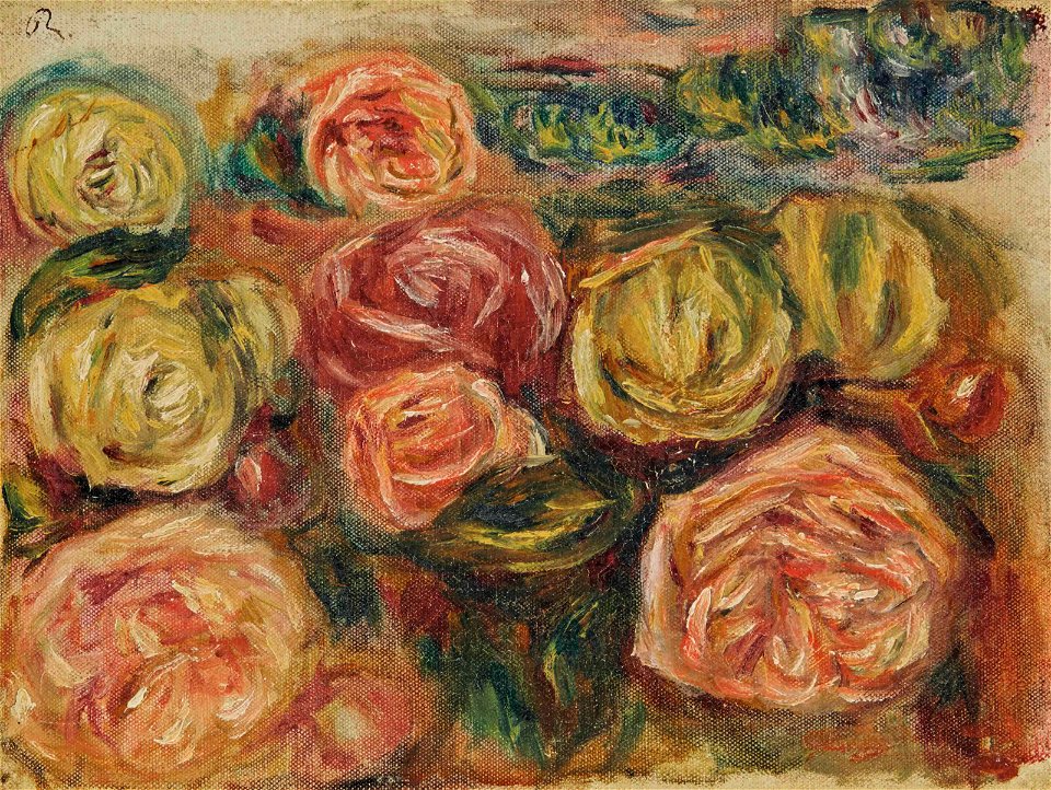 Renoir - Roses et paysage, 25 x 33.5 cm