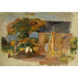 Renoir - PAYSAGE DE BRETAGNE - MAISON ET CALVAIRE, circa 1902