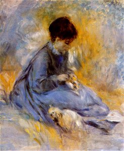 Renoir - young-woman-with-a-dog-1876.jpg!PinterestLarge. Free illustration for personal and commercial use.