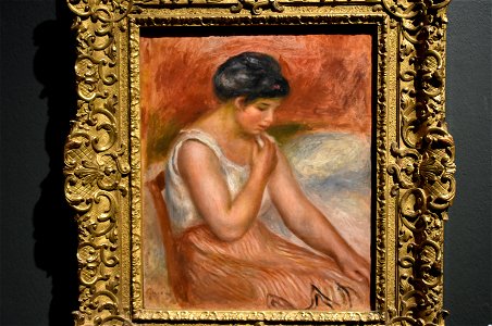 Renoir, Seated Girl in Striped Skirt, 1895-96, Ny Carlsberg Glyptotek, Copenhagen (36283187901)