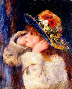 Renoir - young-girl-in-a-hat-decorated-with-wildflowers-1880.jpg!PinterestLarge. Free illustration for personal and commercial use.