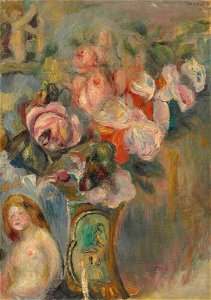 Renoir - Vase de fleurs et femme, circa 1915