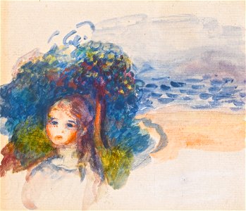 Renoir - TÊTE DE JEUNE FILLE DANS UN PAYSAGE, circa 1884-85