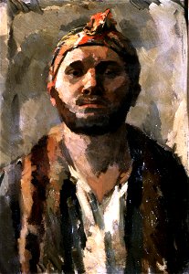 René Beeh, Portrait de l'artiste en turban. Free illustration for personal and commercial use.