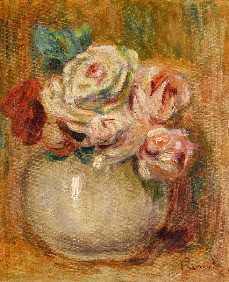 Renoir - ROSES DANS UN VASE, FRAGMENT