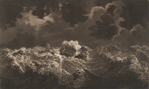 Representation of the unfortunate Loss of His Majesty's Ship Stirling Castle - after having been dismasted in the Great Hurricane Octr 6th 1780 - was wrecked near the Silver Keys, off the NE end of Island Hispaniola RMG PY0732 (cropped)