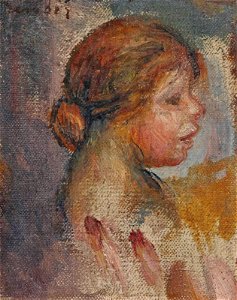 Renoir - Tête de jeune fille de profil, circa 1890, 10.5 x 8.5 cm