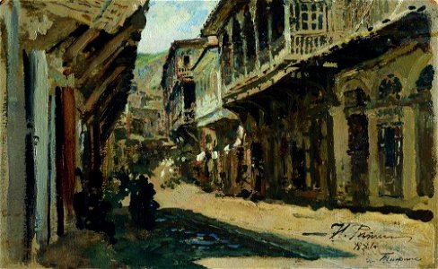 Repin. Street in Tiflis. 1881. Free illustration for personal and commercial use.