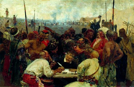 Reply of the Zaporozhian Cossacks (sketch, 1880s, Minsk)