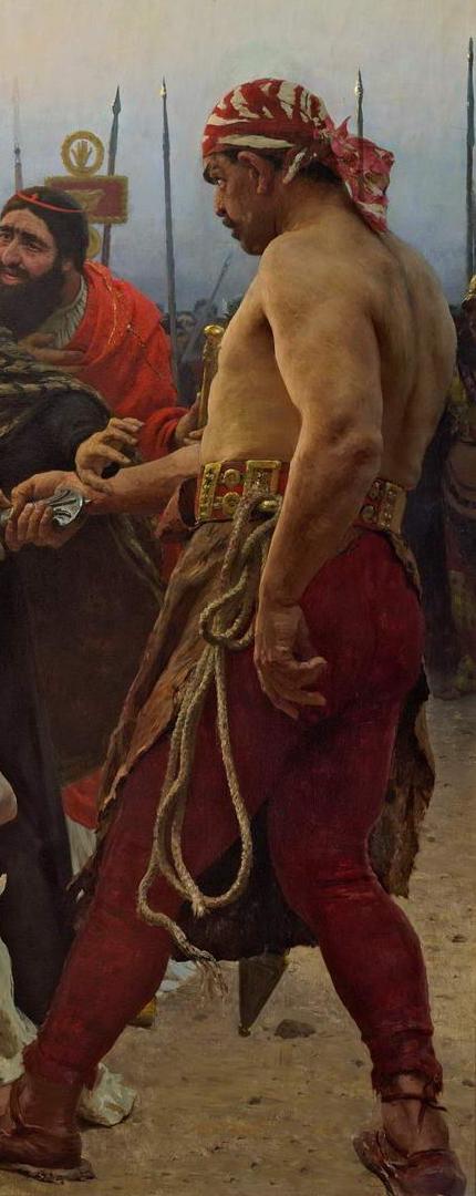 Repin Saint Nicholas of Myra saves three innocents from death 1888 grm detail5