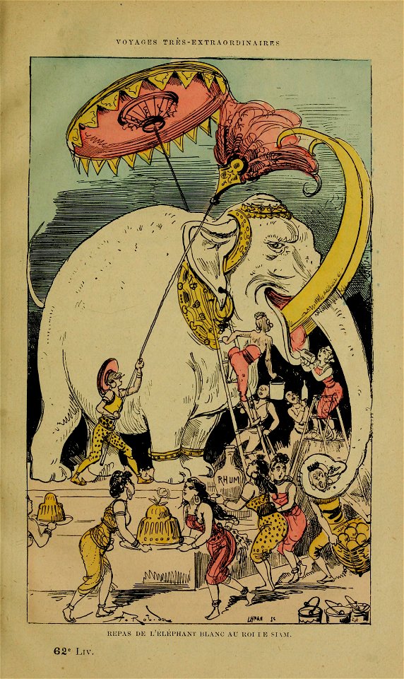 Repas de l'éléphant blanc au roi de Siam
