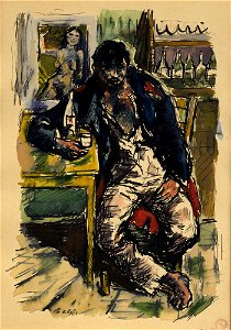 René Beeh, Homme assis dans un bar. Free illustration for personal and commercial use.