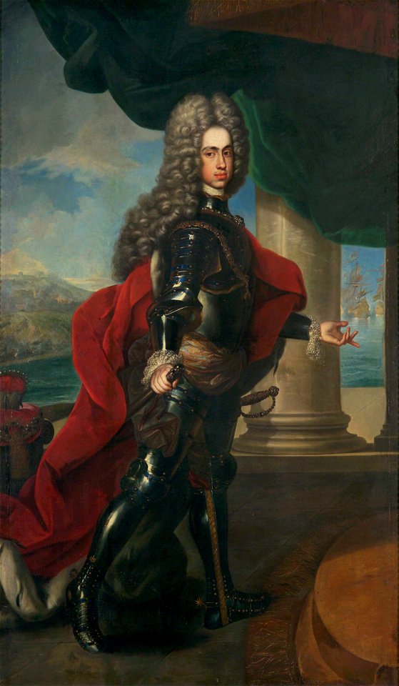 Retrat de Carles III davant el port de Barcelona, Frans van Stampart