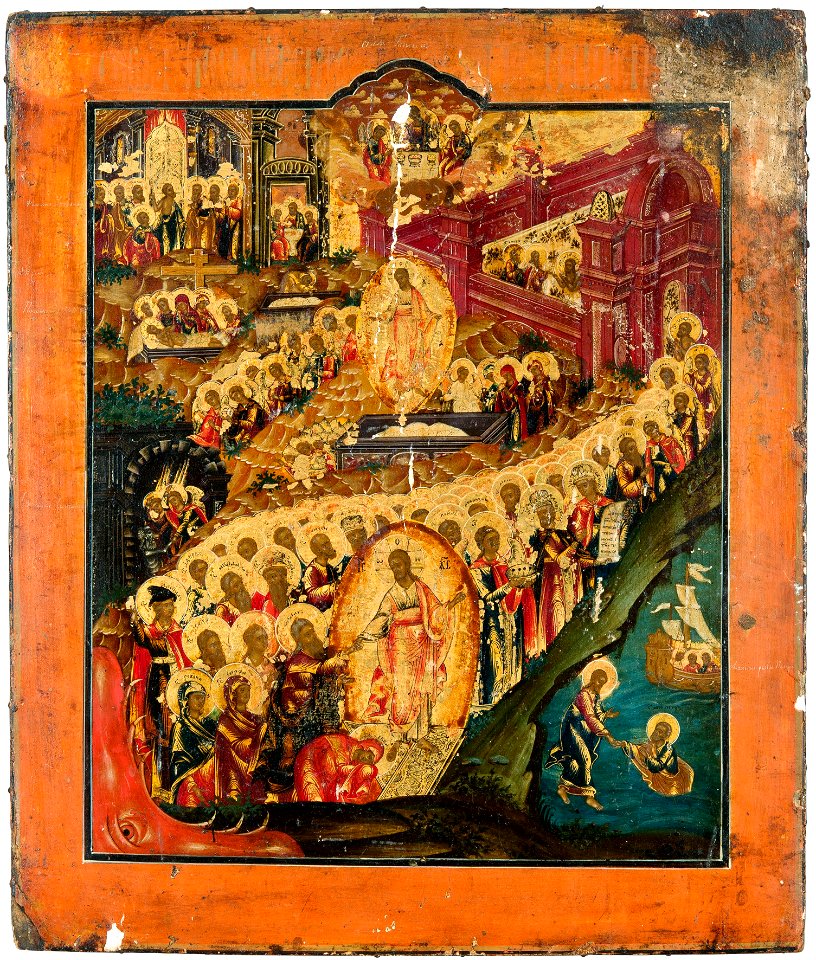 Resurrection Of Christ And Descent Into Hell With The Feasts And Saints ...