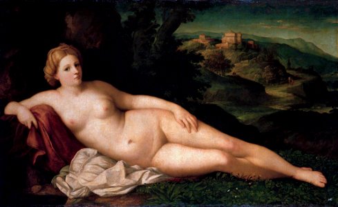 Resting Venus, by Jacopo Palma Vecchio. Free illustration for personal and commercial use.