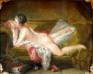 Resting Girl by François Boucher (1753) - Alte Pinakothek - Munich - Germany 2017 (crop). Free illustration for personal and commercial use.