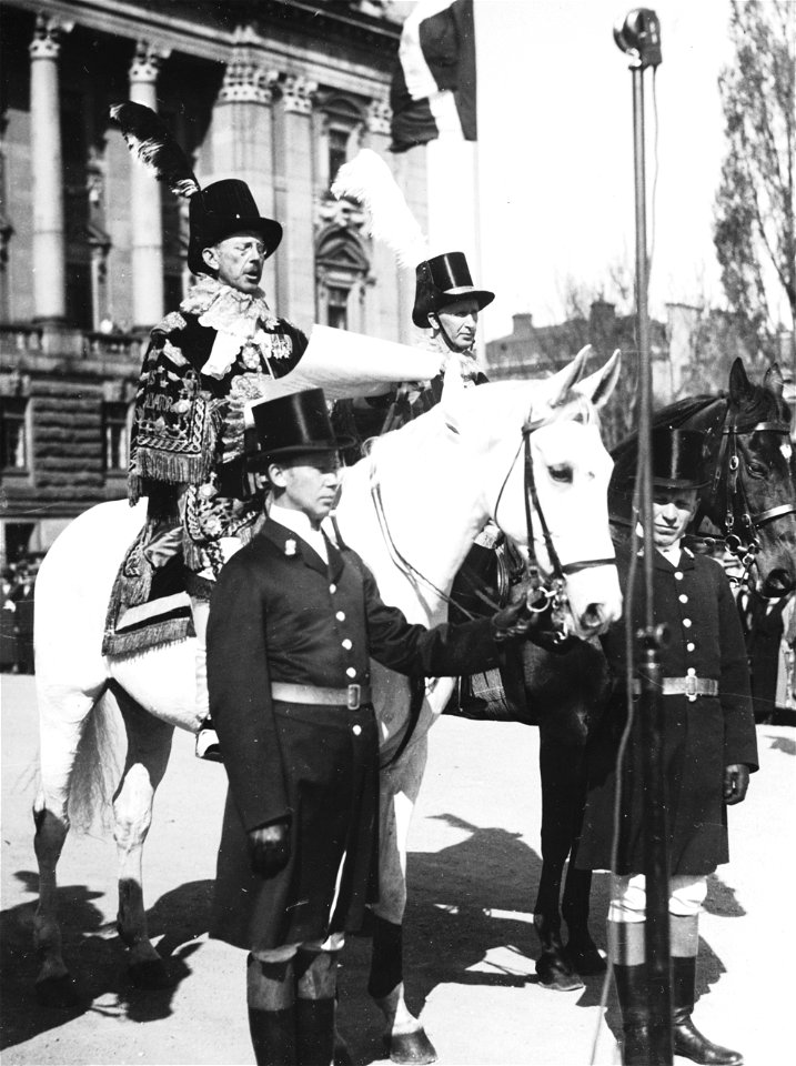 Repro foto P von Rosen, Rikshärolden t häst 1935 - Livrustkammaren - 1334