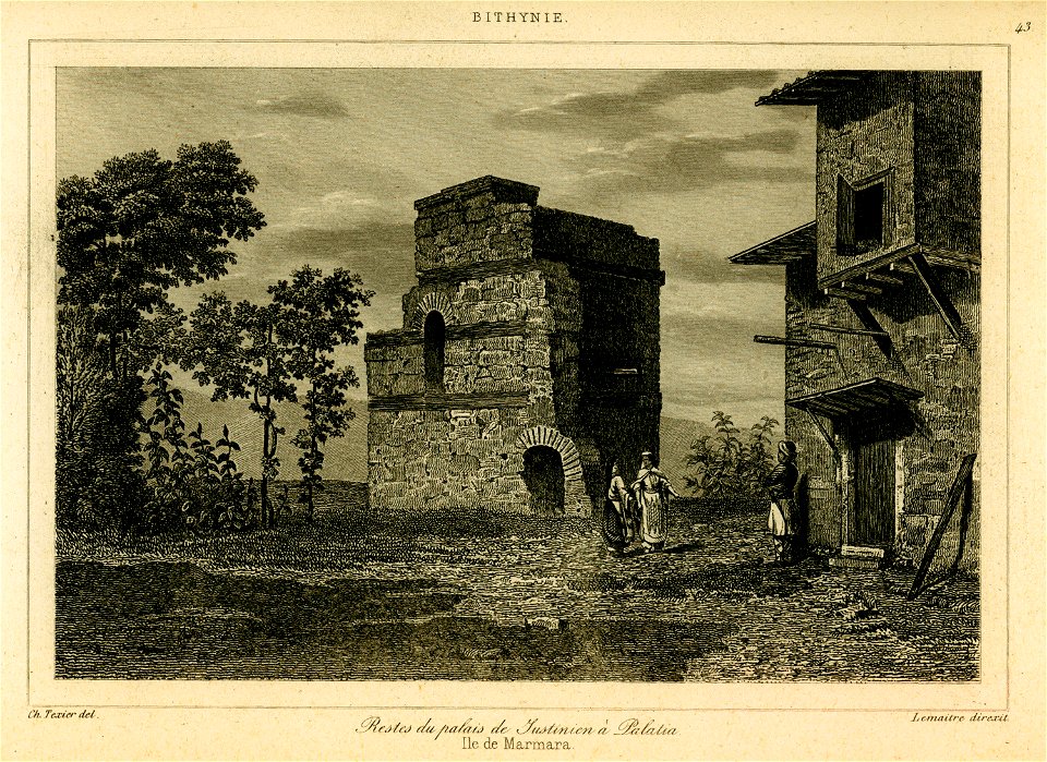 Restes du palais de Justinien à Palatia, île de Marmara - Texier Charles Félix Marie - 1882