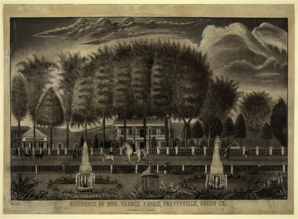 Residence of Hon. Zadock (Pratt), Prattsville, Green Co. - executed by E.V. Degra(...) LCCN2004662446