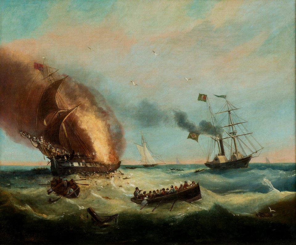 Rescue of passengers of the Ocean Monarch by the Brazilian Frigate Alfonzo, da Coleção Brasiliana Iconográfica