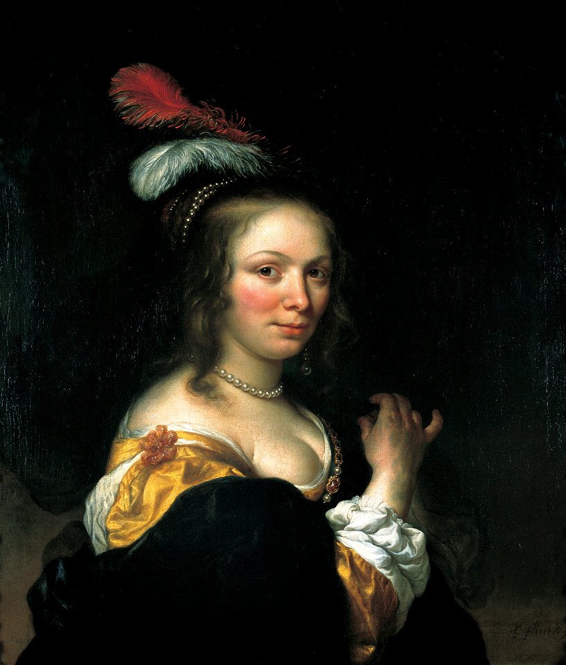 Retrato de joven con sombrero con plumas - Govert Flinck